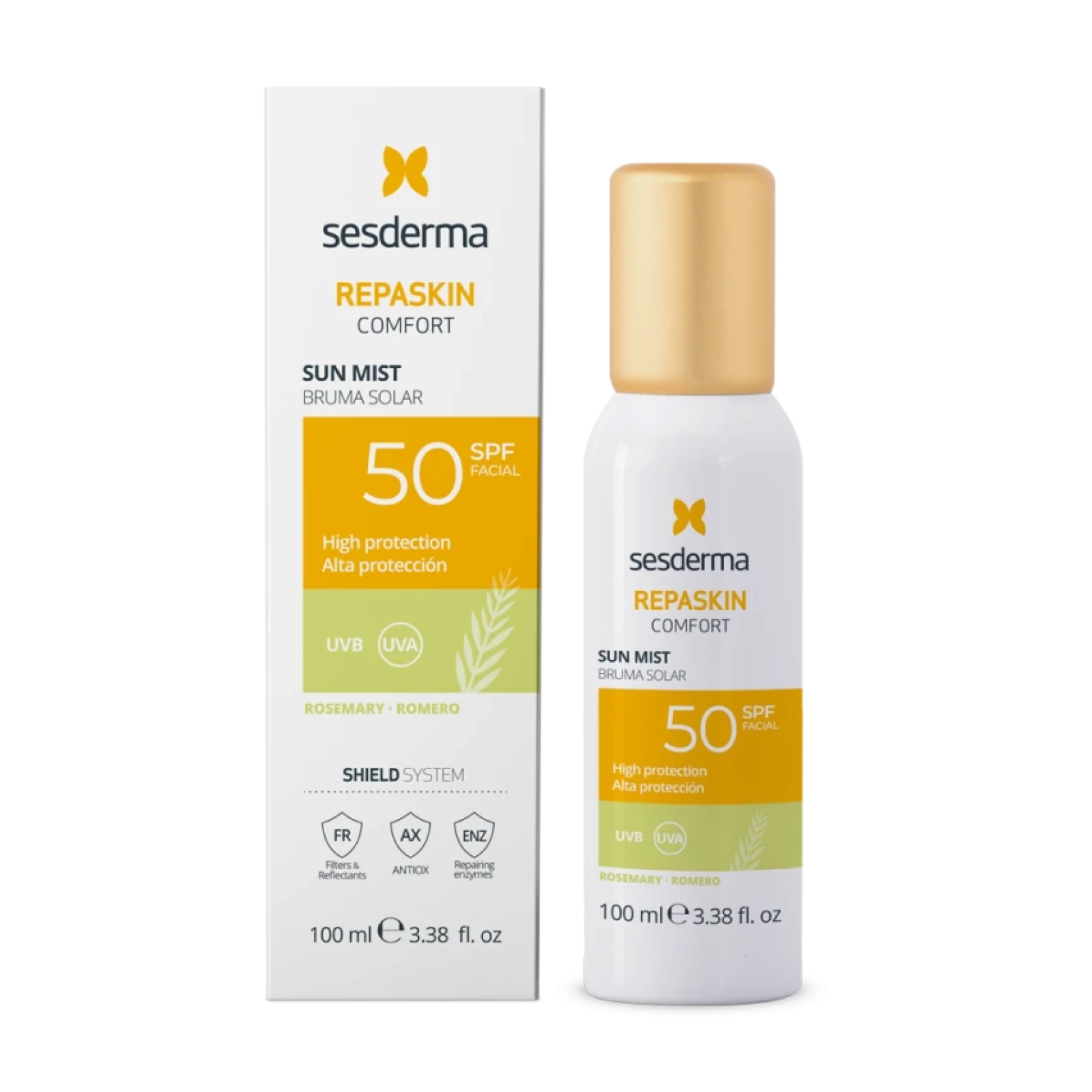 SESDERMA REPASKIN COMFORT Sun Mist Rosemary SPF50, 100ml | Saules aizsardzības aerosols ar rozmarīnu SPF50, 100 ml