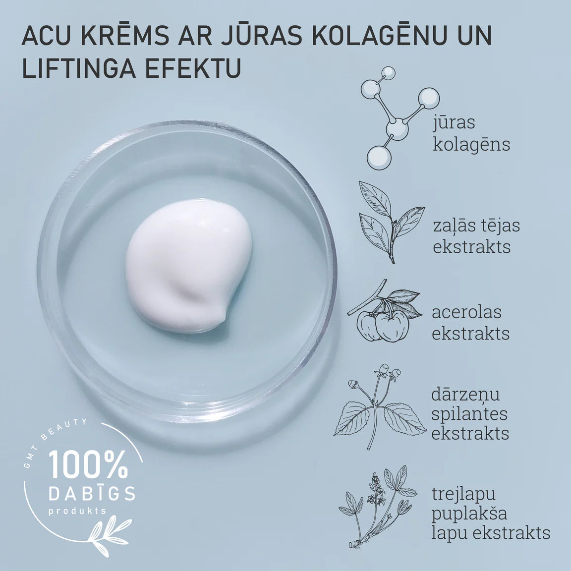 Acu krēms ar jūras kolagēnu un liftinga efektu, 15ml